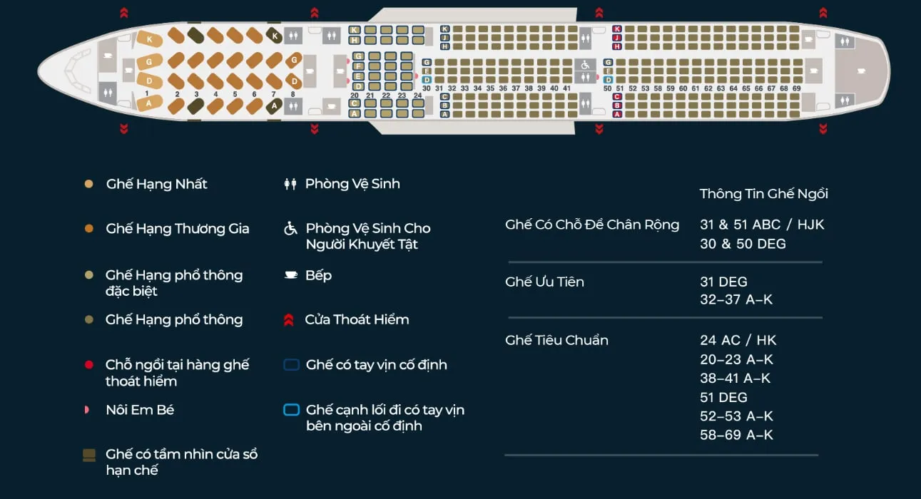 Sơ đồ ghế A350-900