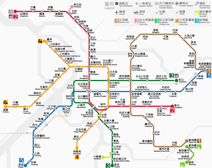 Bản đồ tàu điện ngầm MRT Đài Bắc