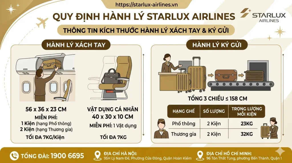 Kích thước hành lý Starlux Airlines