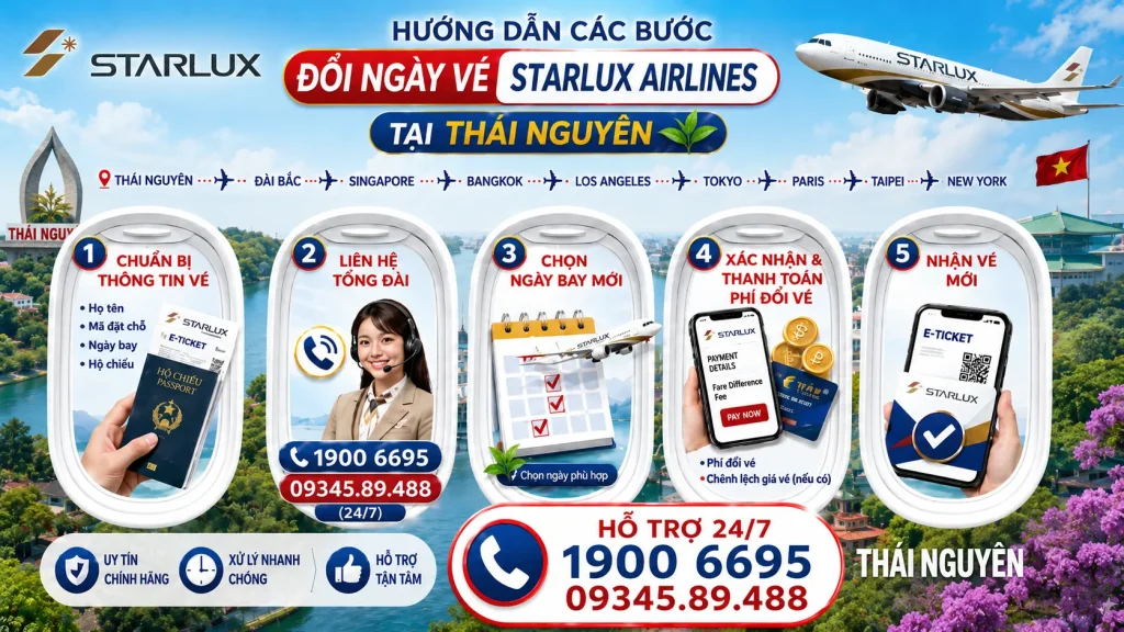 Đổi ngày vé STARLUX Airlines tại Thái Nguyên